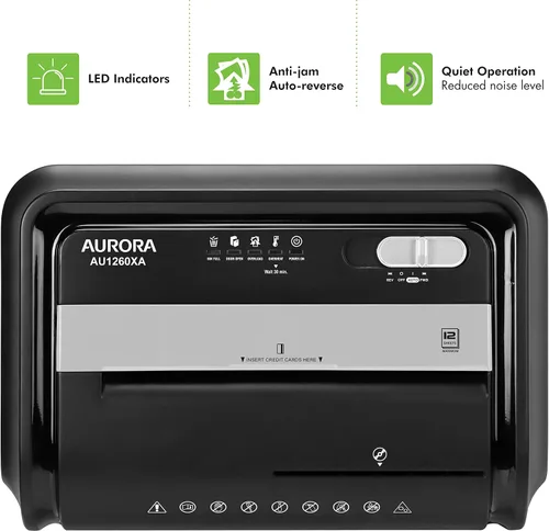 Vista 5 de Aurora AU1260XA - Trituradora de papel y CD/tarjetas de crédito anti-atascos de 12 hojas