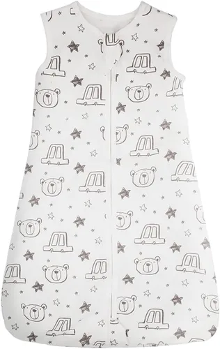 Vista 9 de HOUSABY - Manta de algodón para bebé, saco de dormir de algodón para verano, 1 saco de dormir unisex para niños pequeños, 0.5 TOG con cremallera