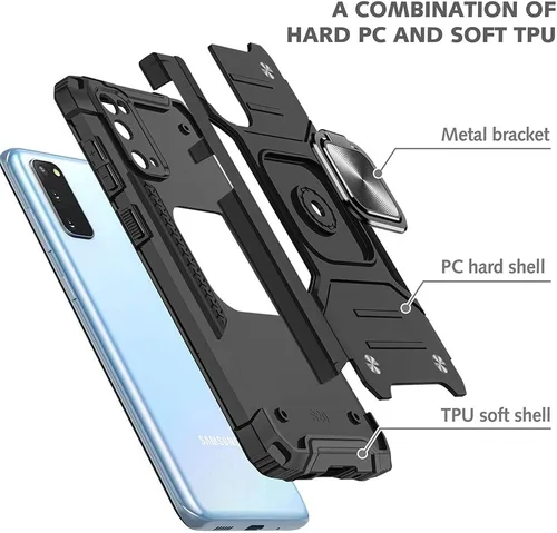 Vista 5 de HNHYGETE Funda para Galaxy S20 FE 5G con protector de pantalla: grado militar 360 giratorio Kickstand a prueba de golpes - Samsung Galaxy S20 FE 5G