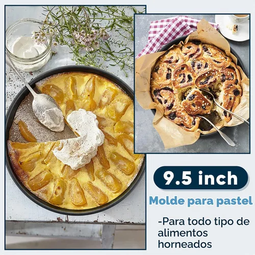 Vista 6 de E-far Juego de 2 moldes para pasteles de 9½ x 3 pulgadas, moldes redondos de acero inoxidable antiadherentes para hornear pasteles de cumpleaños
