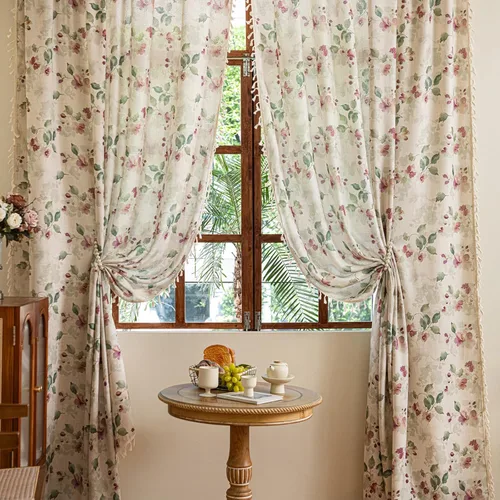 Vista 12 de Cortinas florales de granja semiopacas para sala de estar, de 63 pulgadas de largo, mezcla de lino y algodón, paneles de cortina de ventana cortos