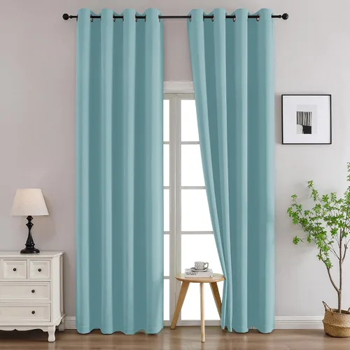 Vista 50 de Simplebrand Juego de 2 paneles de cenefa aguamarina para ventana de cocina de 14 pulgadas de largo, cortinas de oscurecimiento de habitación