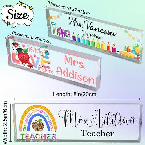 Vista 2 de Regalos para Maestros Placa de Nombre de Escritorio Personalizada para Aula Placa de Nombre Personalizada Letrero para Escritorios Placa