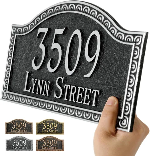 Vista 16 de Placa de dirección personalizada, placa de letrero de número de casa tallada a mano, números de dirección personalizados para entrada exterior
