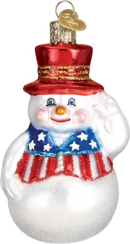 Vista 8 de Old World Christmas - Adorno de muñeco de nieve con bastón de caramelo hecho a mano, adorno de vidrio soplado para el árbol de Navidad, colección