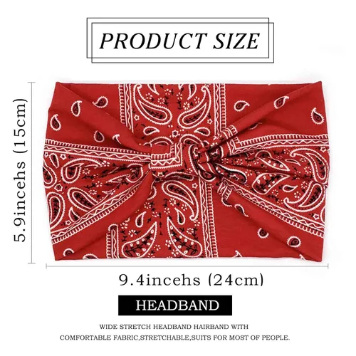 Vista 5 de Olbye Diademas bohemias para mujer, diademas anchas anudadas, bandas elásticas para la cabeza, turbante antideslizante, diadema floral, diadema