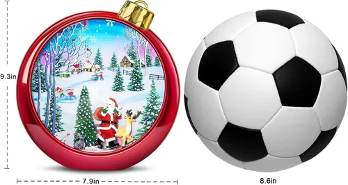 Vista 2 de Gran Bola de Nieve Navideña de Papá Noel con Faro de Luz y 8 Canciones, Bolas de Nieve Grandes Rojas de 8.7" de Navidad para Niños y Adultos