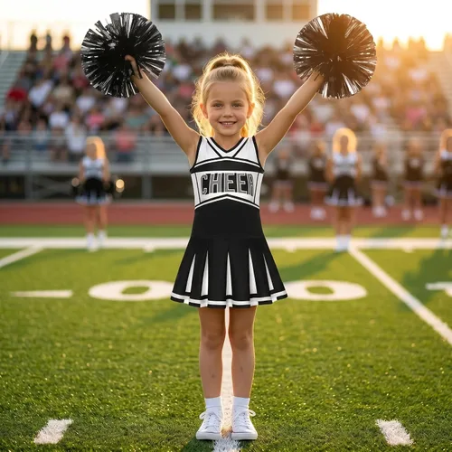Vista 2 de Disfraz de animadora para niñas de Koatobbor, traje de animadora para Halloween, fiesta de cumpleaños, regalo Negro