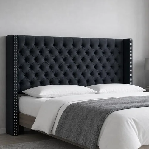 Vista 8 de Madison Park Cabecera tapizada Queen Wingback, con acolchado de esponja de alta densidad, cabecera de altura ajustable, fácil montaje, terciopelo