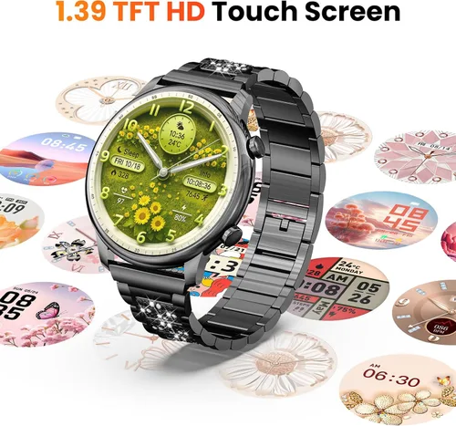 Vista 4 de Hwagol Relojes inteligentes para mujer, teléfonos Android compatibles con iPhone (llamada Bluetooth), monitor de ritmo cardíaco y sueño, 100 modos