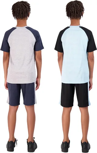 Vista 2 de Hind Boys Short Set 4-Piece Boys Basketball Shorts and Performance Athletic Shirt Set