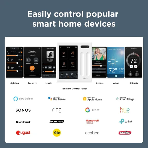 Vista 2 de Control Inteligente para el Hogar de Brilliant (Panel Enchufable) — Alexa Incorporada y Compatible con Ring, Sonos, Hue, Google Nest, Wemo