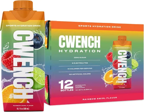 Vista 9 de CWENCH HYDRATION Bebida deportiva lista para beber, sabor Berry Crush, cero azúcar, bebida electrolítica con vitaminas B, botellas de 16.9 onzas