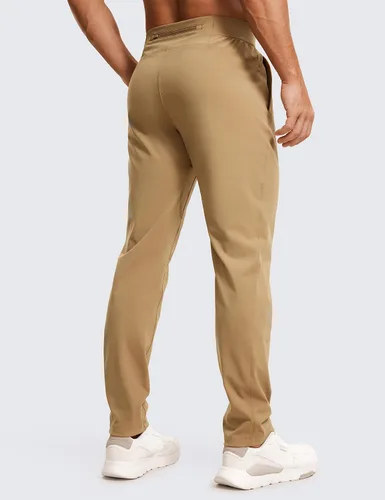 Vista 2 de CRZ YOGA Pantalones deportivos elásticos en 4 direcciones para hombre, de 30 pulgadas, para entrenamiento, casual, con bolsillo con cremallera