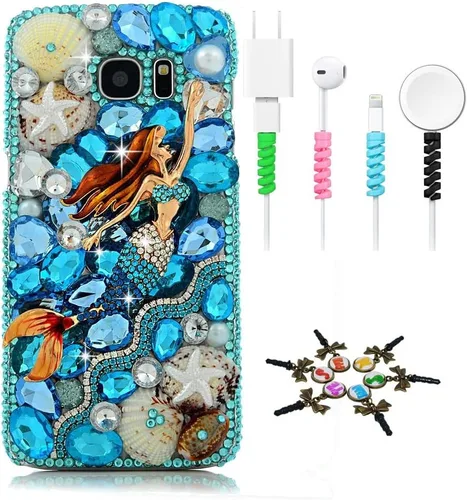 Vista 15 de Sparkle Funda compatible con Samsung Galaxy J2 Prime – Elegante funda 3D hecha a mano con diseño musical de flores grandes con protector de cable