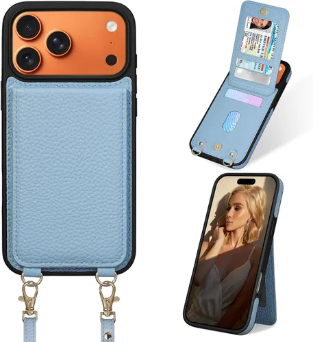 Vista 18 de Funda para iPhone 12 Pro/12, 6.1'', Funda Cartera Cruzada Desmontable con Ranuras para Tarjetas con Bloqueo RFID, Anillo de Soporte 360, Funda Negro