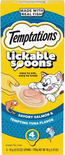 Vista 20 de Temptations Lickable Spoons - Golosinas húmedas para gatos, pollo y queso
