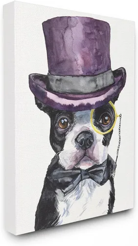 Vista 10 de Stupell Industries Boston Terrier con sombrero, perro y mascota, pintura de acuarela, marco negro, arte de pared, 11 x 14, multicolor Stupell