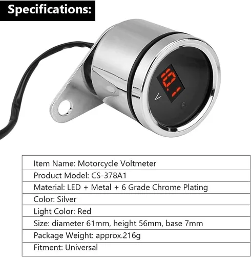 Vista 5 de Universal 2 en 1 impermeable LED digital voltímetro tacómetro medidor de metal odómetro velocímetro para motocicletas