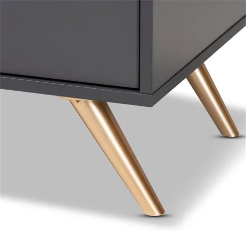 Vista 7 de Baxton Studio Kelson - Soporte para TV, color gris oscuro/dorado