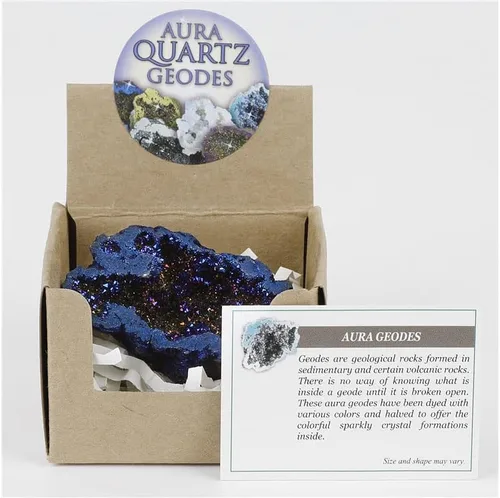 Vista 3 de StoneStory Cristal de roca natural de cuarzo recubierto de titanio, geoda de cristal curativo Reiki, espécimen mineral drusa azul, decoración