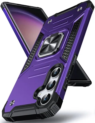 Vista 47 de DASFOND Diseñada para funda Galaxy S8 con soporte, anillo metálico giratorio mejorado de 360°, soporte kickstand de grado militar, resistente a