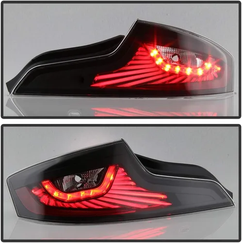 Vista 2 de ACANII - Para Infiniti G35 35GT Coupé 2003-2005 [Diseño de actualización de tubo LED] Luces traseras LED negras Lámparas de freno izquierda+derecha