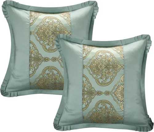 Vista 6 de Juego de ropa de cama Chic Home de 9 piezas de jacquard, incluye colcha y almohadas, Microfibra, Azul, King