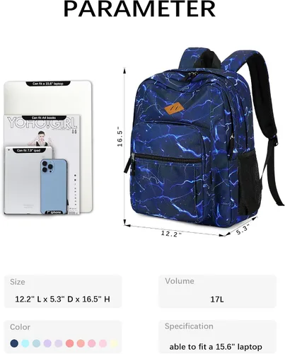 Vista 6 de Abshoo Mochila Clásica Básica de Viaje para Escuela Resistente al Agua. Mochila Escolar For School, For School