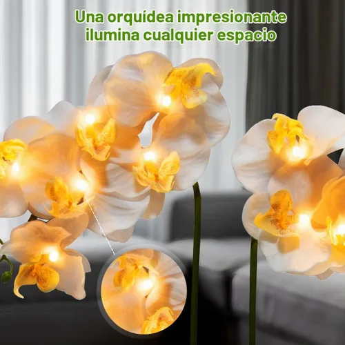 Vista 3 de HOMESEASONS Lámpara de Orquídea LED - Arreglos de Orquídeas Iluminadas LED, Orquídea Artificial Preiliminada, Luces de Flores Iluminadas, Arreglo