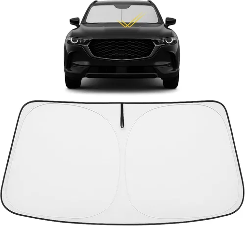 Vista 100 de Proadsy Parasol para parabrisas Rivian R1S 2022-2025 2026 de 4 capas plegable, protector de parasol frontal que bloquea los rayos UV, mantiene