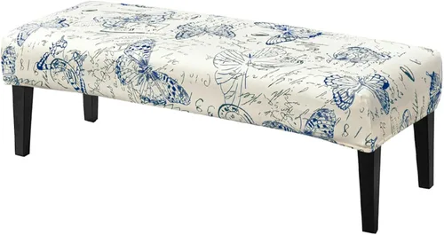 Vista 9 de SearchI Funda elástica para banco de comedor, lavable y duradera, fundas de asiento rectangulares para comedor, sala de estar, cocina (rejilla beige)