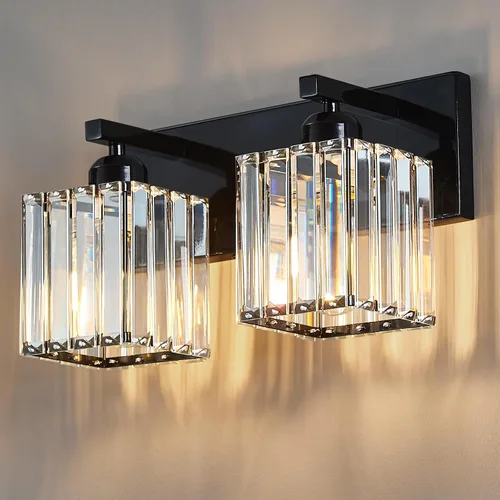 Vista 19 de Moderna lámpara de cristal para pared/tocador de baño, de 5 luces, color cromo Cromo torcido
