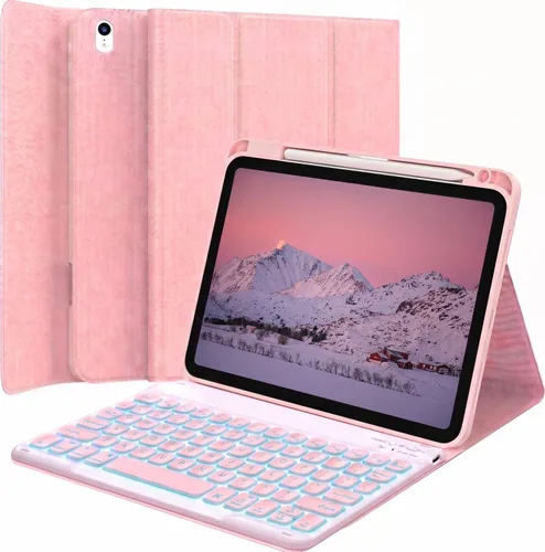 Vista 11 de Funda de teclado retroiluminada para iPad de 9.7 pulgadas 2018 (6ª generación) / iPad 2017 (5ª generación) / iPad Air 2/1, teclado inalámbrico Negro