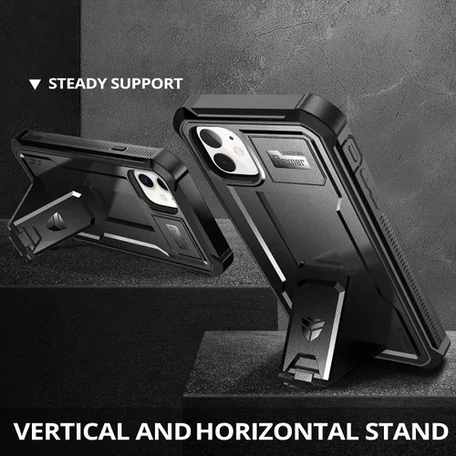 Vista 4 de Dexnor Funda para iPhone 11, [Protector de pantalla y soporte integrados] Protección de grado militar resistente a prueba de golpes, 6.1 pulgadas
