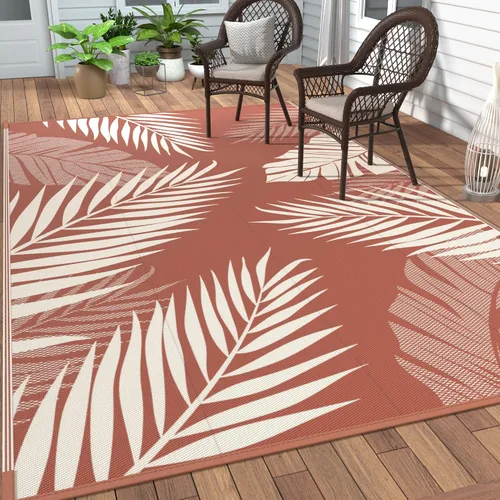Vista 14 de GENIMO - Alfombra para exteriores de 6 x 9 pies, para patio, espacios amplios, reversible, de pajillas de plástico, alfombra impermeable para Azul