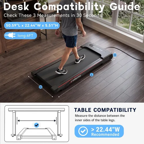 Vista 2 de GOYOUTH 2.25HP Walking Pad, Quiet Under Desk Treadmill for Office, 300 LBS Negro