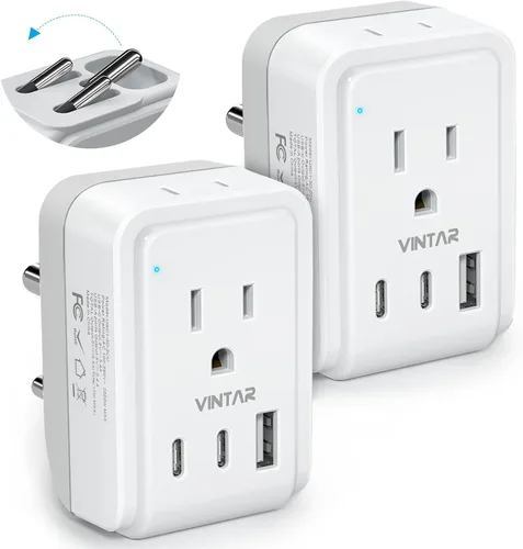 Vista 12 de VINTAR Adaptador tipo M para Sudáfrica, paquete de 2 enchufes plegables