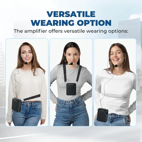 Vista 5 de WinBridge - Amplificador de voz con micrófono portátil, micrófono para profesor para aula, altavoz de guía turístico, micrófono de auriculares