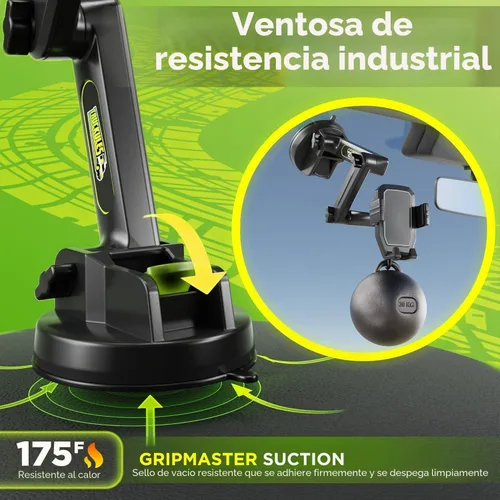 Vista 2 de Truckules - Soporte de teléfono para camión + almohadilla para tablero Negro