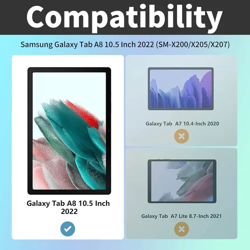 Vista 2 de Funda para Samsung Galaxy Tab A8 de 10.5 pulgadas 2022-360 grados giratoria multiángulo de visión protectora con apagado y encendido automático
