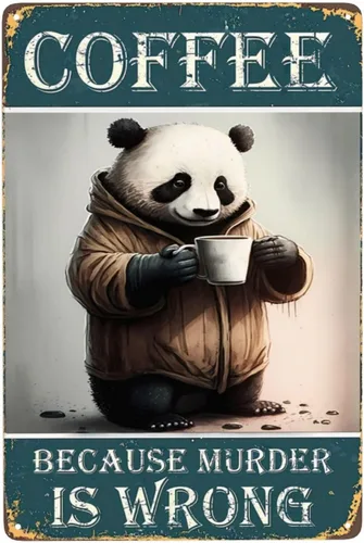 Vista 16 de Cartel de metal con texto en inglés «Black Cat Coffee Because Murder Is Wrong», vintage, para dormitorio, hogar, cocina, hotel, bar, cafetería