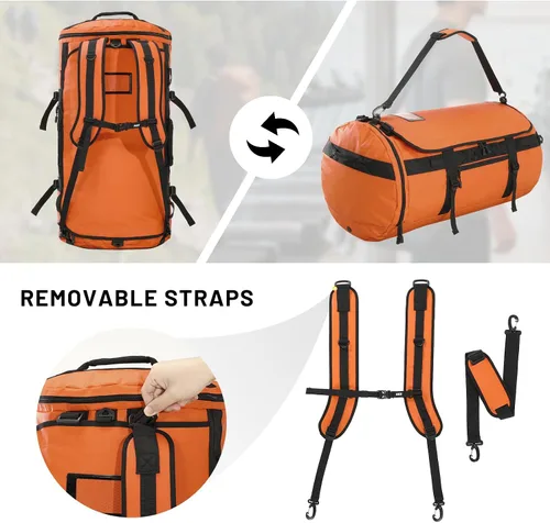 Vista 25 de MIER Mochila deportiva grande con compartimento para zapatos, resistente y resistente al agua, azul marino, 45L