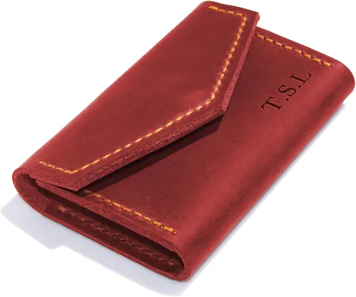 Vista 6 de Premium Leather Wallet, Men Women Cardholder With Initials Engraving, Mini Personalized Wallet, Coins, Slim Minimal Small Leather Wallet, Gift