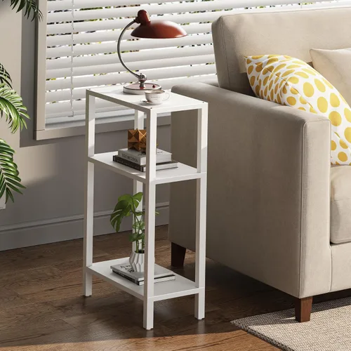Vista 17 de TUTOTAK Mesa auxiliar pequeña, mesa de extremo estrecho, mesa de sofá delgada, mesita de noche delgada, mesa de sofá, sala de estar, dormitorio Negro