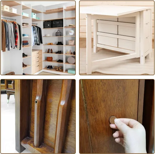 Vista 5 de uxcell Calcomanías autoadhesivas de plástico texturizado para muebles de madera, 0.827 in de diámetro, 108 piezas en 2 hojas de relieve blanco
