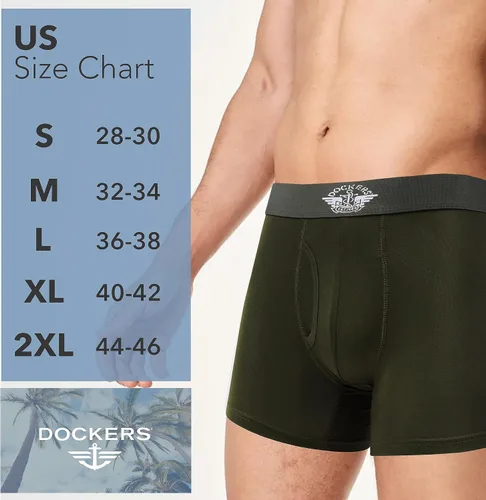 Vista 6 de Dockers Calzoncillos tipo bóxer de microfibra para hombre, paquete de 4
