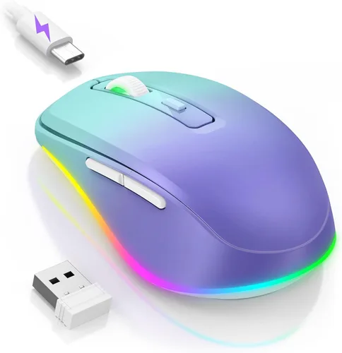 Vista 20 de PEIOUS Ratón Inalámbrico Jiggler – Ratones Inalámbricos LED con Jiggler Mover Integrado, Ratón Móvil Recargable para Computadora con Movimiento