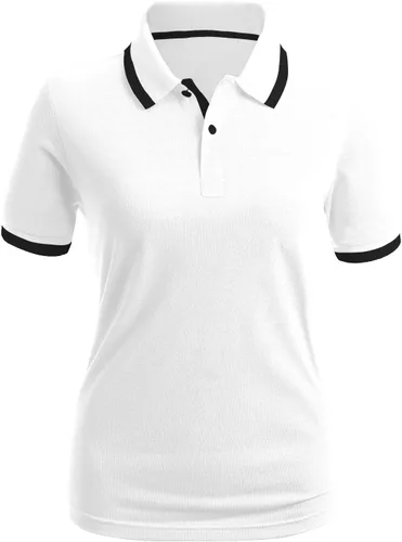 Vista 2 de CLOVERY Camisas polo casuales de manga corta para mujer, Kwtts0181_negro