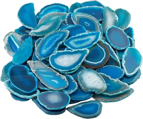Vista 13 de mookaitedecor Láminas de ágata pulida para mesa contraluz, paquete de tarjetas de geoda de ágata de 12 piezas Assorted Geode Slices, No Holes